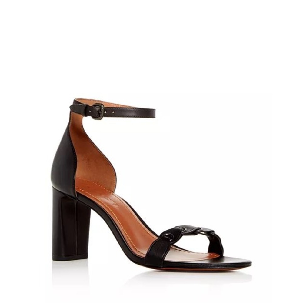 Coach Women's Leather Ankle Strap Block Heel Sandals Size 8
